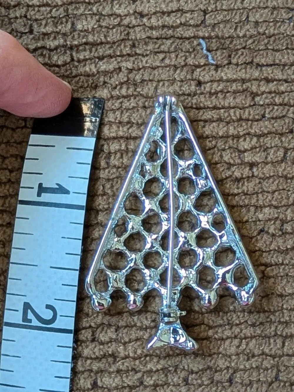 Vintage Rhinestone Christmas Tree Brooch with Multicolored Gems